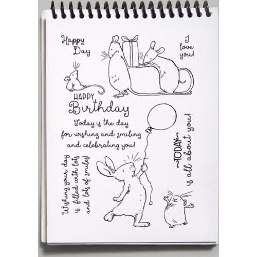 Happy Day For You Birthday Blessing Word Lovely Rabbit Silicone Clear Seal Stamp DIY Scrapbooking Stamps Decor