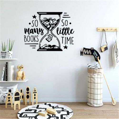 So many books so little time wall sticker Hourglass Phrase Wall Sticker For School Library Vinyl dw20164
