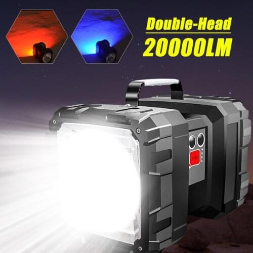 20000LM Double-Head Super Bright LED Flashlight Super Bright Floodlight Searchlight Torch Lamp Handheld Rechargeable Work Light