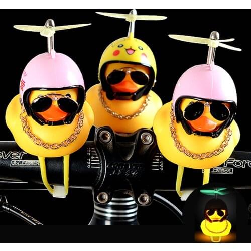 Luminous Airscrew Helmet Standing Duck Broken Wind Small Yellow Duck Motorbike Bicycle Cycling Light Car Accessories Interior