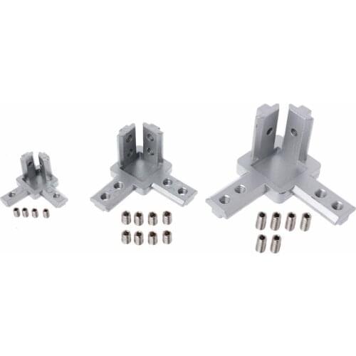 1PC L Type 3-dimensional 3-way Corner Bracket with Screws for EU standard 2020 3030 4040 Aluminum Profiles