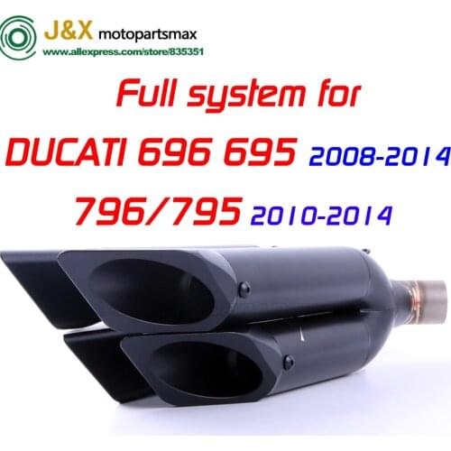 Motorcycle Exhaust full system middle link pipe + Muffler for DUCATI 696 2008-2014 796/795 2010-2014 Slip On