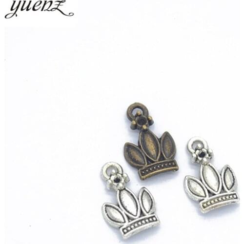 YuenZ 30pcs Antique Silver color Crown Charms Pendants for Bracelet Necklace DIY Jewelry Making Finding Accessories 16*10mm N218
