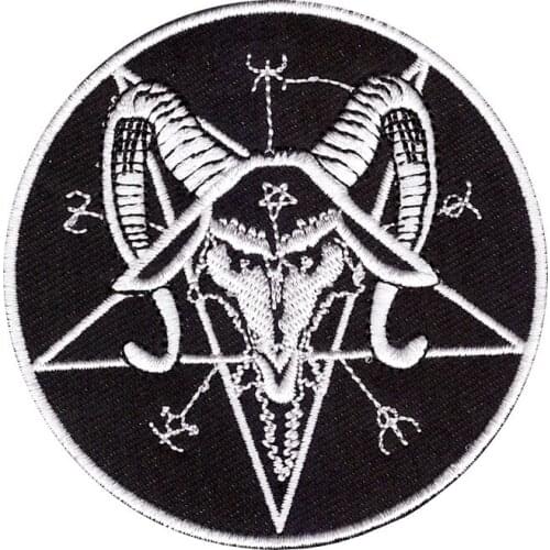 1Pcs Satan Pentagram Iron on Patch Goat Applique Evil Sign Embroidered Clothes Decoration Fabric Embellishments Patchwork