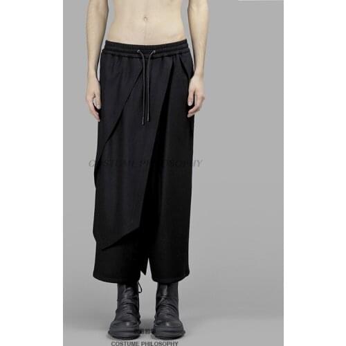 27-44 New 2017 Mens clothing GD Hair Stylist Catwalk casual Wide Leg pants Woollen Culotte plus size singer costumes
