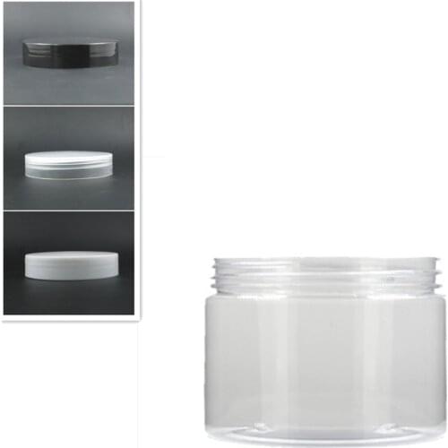 300ml/10oz clear round pet jar bottle container with white/black plastic cap lids for Cosmetic,food, Packaging