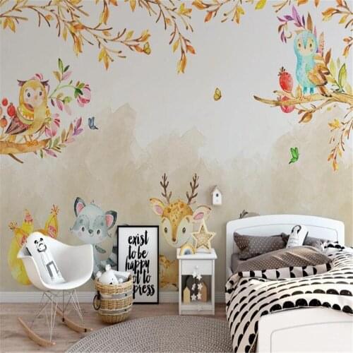 Milofi custom 3D printing wallpaper mural Nordic minimalist cartoon cute animal childrens house background wall mural