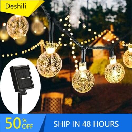 8 Modes Solar Light Crystal ball 5M/7M/12M/ LED String Lights Fairy Lights Garlands For Christmas Party Outdoor Decoration