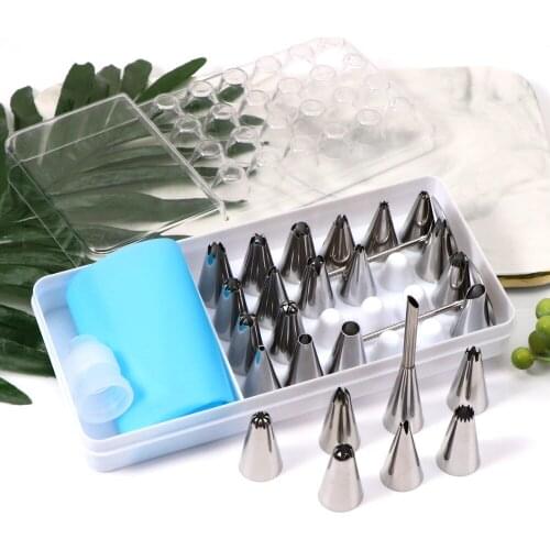 DIY Cake Decorating Tips Set 29pcs Stainless Steel Cream Piping Nozzles Set With Storage Box Kitchen Accessories