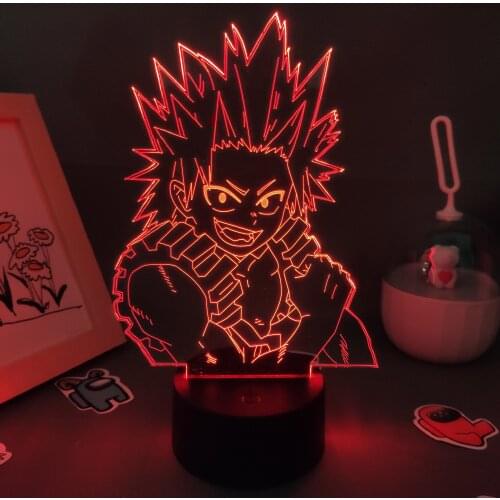 Anime My Hero Academia Lava Lamp Figure Eijiro Kirishima 3D LED RGB Night Lights Birthday Gift for Friend Manga Table Decoration