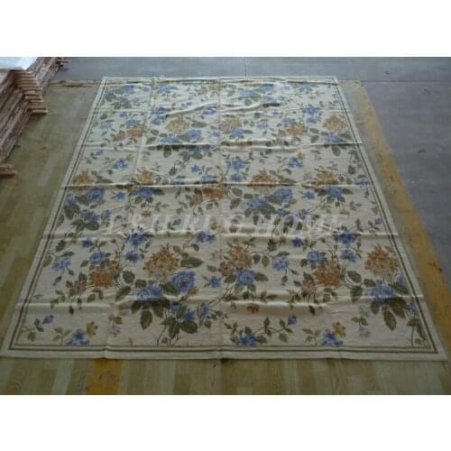 Free shipping 8'x10' needlepoint carpets hand knotted handmade rugs for home decoration