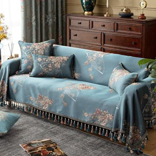 Retro Tassel Sofa Cover Luxury Slipcover 3 4 5 Seater 3D Jacquard Couch Furniture Protector Sofa Towel L Shape Armchair Loveseat