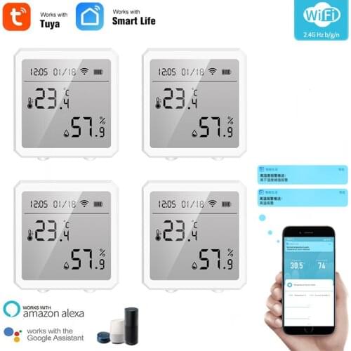 Tuya WiFi Temperature And Humidity Sensor Smart Life APP Remote Alarm Push Smart Home Automation Module Work With Alexa Google