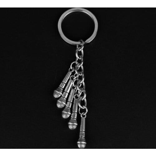 DIY Microphone Keychain Car Key Holder Bag Keyring Creative Jewelry Accessories Love Gift For DJ Disk Microphone Christmas Gift