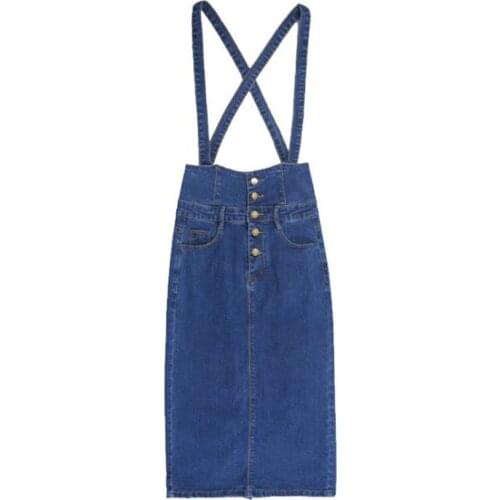 Strap Jeans Skirt Womens Denim Pencil Skirts High Waist Suspender Bodycon Party Solid 2021 Summer Skirt Plus Size Faldas Mujer
