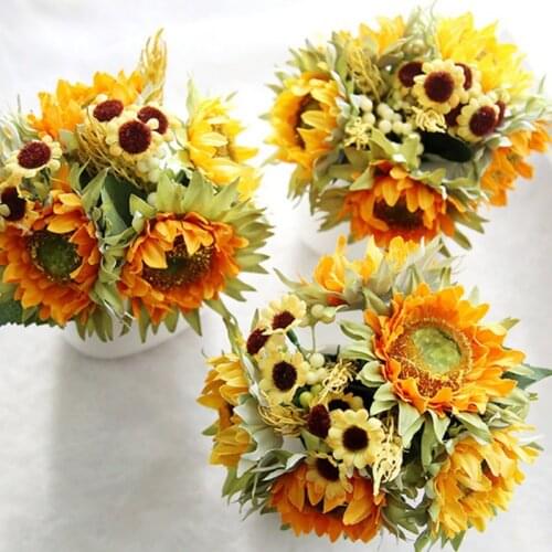 Artificial Sunflower Fake Sunflower Silk Real Touch Daisy Flower Party Wedding Flowers Desk Decoration 2 2
