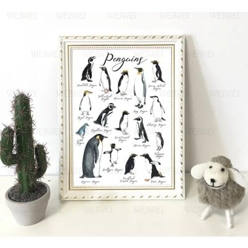 Penguin Canvas Painting Animal Home Decoration Watercolor Wall Picture for Living Room Modern Childrens Room Posters and Prints