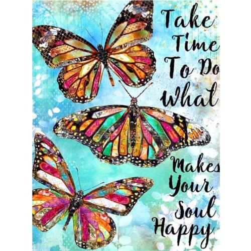 Butterfly diamond painting happy letter rhinestone embroidery image mosaic sticker decor diamond dot tapestry posters wall paper