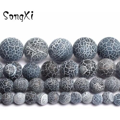 Wholesale Grey Dull Polish Frosted Agat Round Loose Beads For Jewelry Making 15'' Strand 6 8 10 12MM Fit DIY Necklace Bracelet