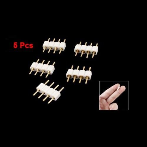 KSOL New Style 5 Pcs Male to Male 4 PIN RGB Wire Connectors White for LED Strips