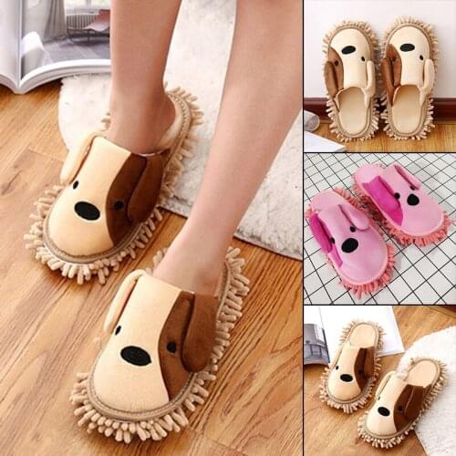 Lazy Mop Slippers for Unisex Cartoon Dog Microfiber Cleaning Floor Dusting Slippers Detachable Mopping Shoes Home Cleaning Tools