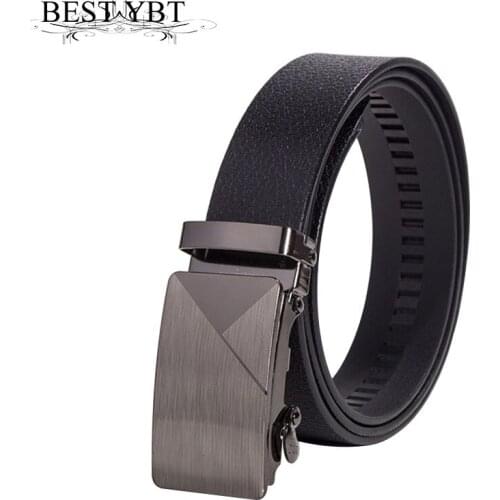 Best YBT simple Men belt Alloy Automatic buckle belt Business affairs casual Men fine high quality Imitation leather belt