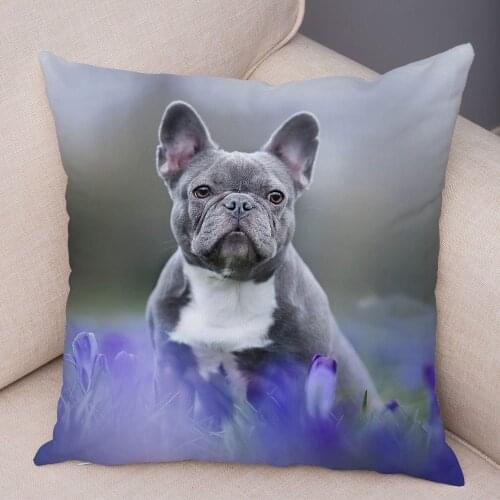 Mini French Bulldog Pillow Case for Home Sofa Car Decor Cute Pet Animal Dog Cushion Cover for Home Decor Polyester Pillowcase