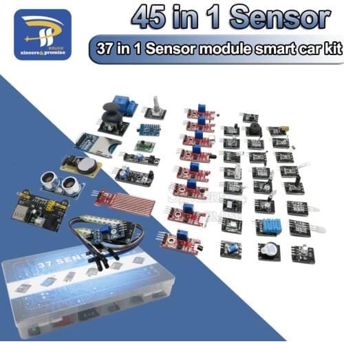 45 in 1 Sensors Modules 16 Kinds Starter Kit For Arduino Raspberry Pi , Better Than 37 in 1 With Box DIY UNO R3 MEGA2560
