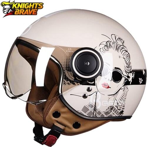 Motorcycle Helmet Chopper 3/4 Open Face Vintage Moto Helmet Moto Casque Casco Capacete Men Women Scooter Motorbike Helmet
