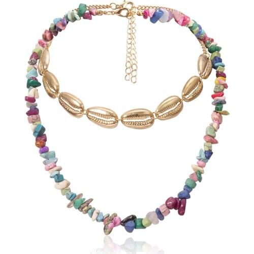 New style Jewelry Personality Colour irregular original Stone Decoration female Creative Ocean Wind Shell geometric necklace