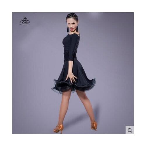 Latin Dance Dress Sexy Black Velvet Latin Girls Fringe Ballroom Skirt Tango Dress salsa robe de danse latine filles danza latino