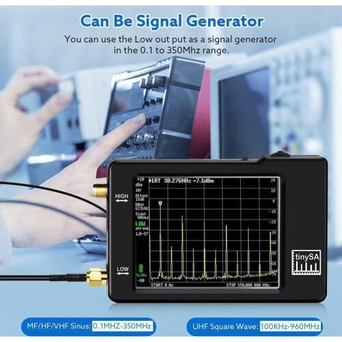Professional TinySA Tiny Spectrum Analyzer 2.8Inch Spectrum Touching Screen 100KHz-350MHz Range Analyzer Input Frequency Di G0D0