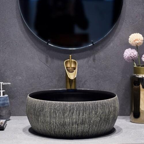 Glazed round Shape Porcelain Art Bathroom Sink Lavabo Washbasin Sink counter top toilet bowls basin black