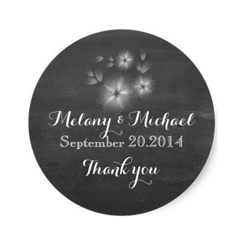 3.8cm Trendy romantic flowers chalkboard thank you classic round sticker