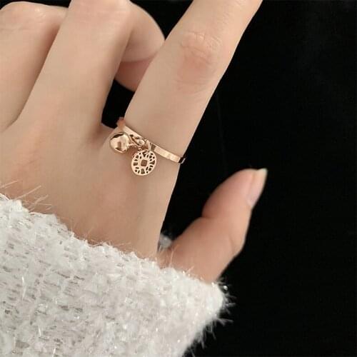 Trendy Titanium Steel Coin Bell Ring Fashion Rose Gold Color Index Finger Ring Personality Man,Drop Shipping & Wholesales