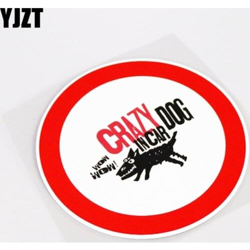 YJZT 13CM*13CM Fun CRAZY IN CAR DOG PVC Car Window Sticker Waterproof Decal 13-1030