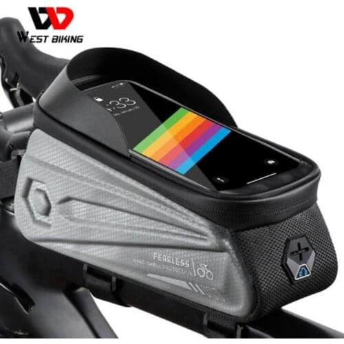WEST BIKING Bicycle Front Beam Bag Bicycle Bag EVA Hard Shell Touch Screen Front Tube Bag MTB Mountain Bike Cycling Accessories