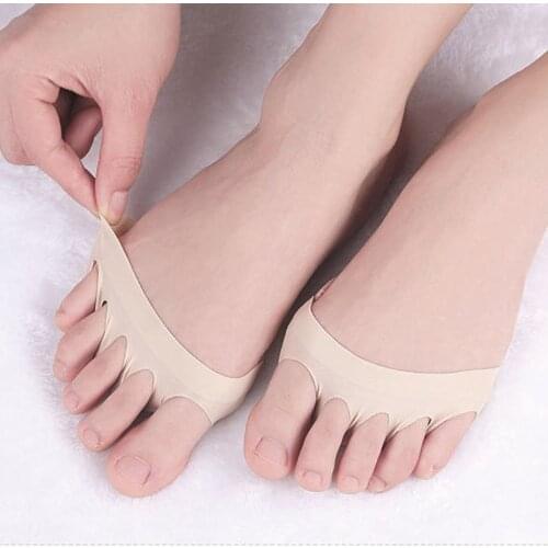 Womens High Heels Forefoot Half Palm Invisible Five-Finger Socks Thin Section Breathable Sweat-Absorbent Invisible Forefoot Pad