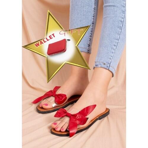 Womens Bow Slippers Summer Casual Slippers Models + Wallet Gift
