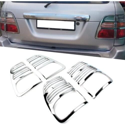 1 Pair Car Taillight Rear Lamp Covers Protective Trims Chrome ABS For 1998-2005 Toyota Land Cruiser FJ100