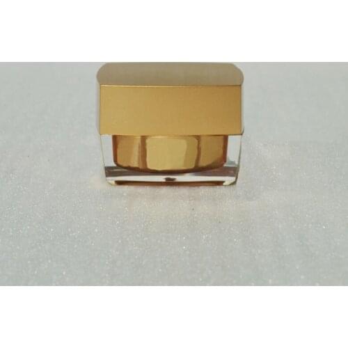 15g gold square shape acrylic cream jar plastic pot for essence/eye cream/night cream/gel/moisturizer cosmetic packing