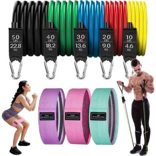 15pcs Fitness Rubber Band Yoga Resistance Band Sports Braided Elastic Band Hip Lifting Fitness Band Home Gym Fitness Equipment