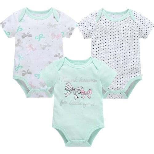2021 Summer New Style Bebe Roupas De Cute Graphics Baby Clothes 3pcs Comfortable Short-Sleeve Bodysuit Cartoon Girls Jumpsuit