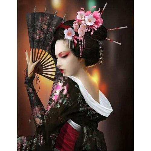 5D Diy Diamond Painting Japanese woman Cross Stitch Needlework Home Decorative Full Square Round Diamond EmbroideryZP-283