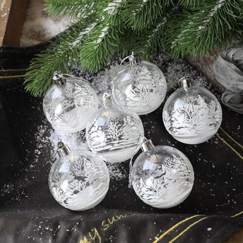6pcs 8cm Christmas Big Tree Decorations Balls Bauble Xmas Party Hanging Transparent Ball Ornaments Christmas Decoration New Tear