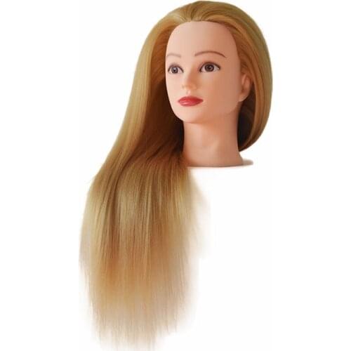 65CM 100% High Temperature Fiber Blonde Hair Training Mannequin Doll Head Practice Training Head Hairdressing For Sale Dummy