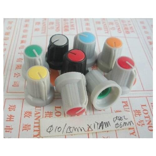 Free Shipping!!! 500pcs Potentiometer knob '' diameter 6mm Knob (various colors)'' OD 15MM '' 17MM high small gray '' black