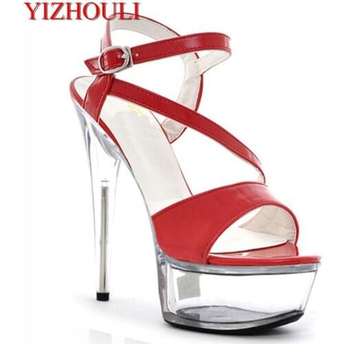 Summer Fashion Ankle Strap Sexy Wedding Shoes High Heels Sandals Platform Open Toe Shoes Women Sandals15cm