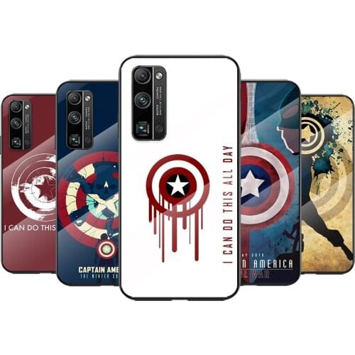 Tempered Glass Cover Captain America Shield For Huawei Honor 30 20 10 9X 8X Pro Plus Lite Shockproof Shell Phone Case