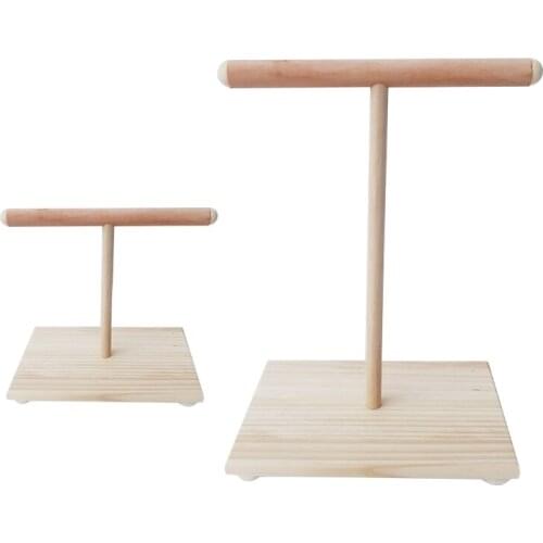 Wooden Parrot Perch T Stand Play Platform Bird Training Paw Grinding Toys Pet Cockatiel Cage Nest
